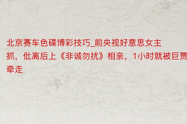 北京赛车色碟博彩技巧_前央视好意思女主抓，仳离后上《非诚勿扰》相亲，1小时就被巨贾牵走