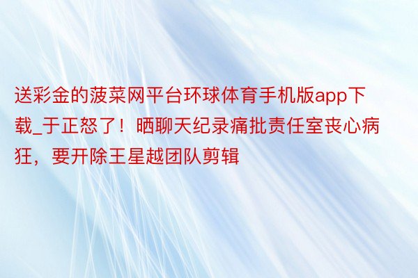 送彩金的菠菜网平台环球体育手机版app下载_于正怒了！晒聊天纪录痛批责任室丧心病狂，要开除王星越团队剪辑