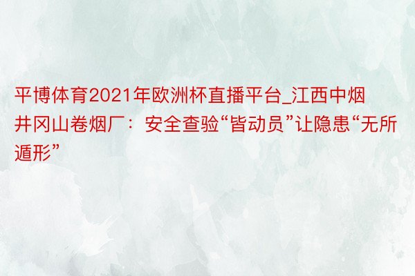 平博体育2021年欧洲杯直播平台_江西中烟井冈山卷烟厂：安全查验“皆动员”让隐患“无所遁形”